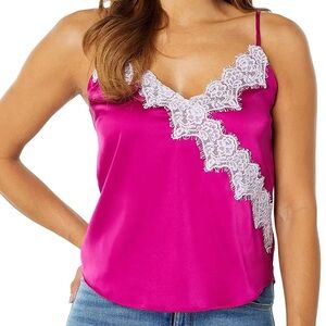 NWT Heartloom Evelynn Orchid Pink Lace Trim Satin Camisole Size M